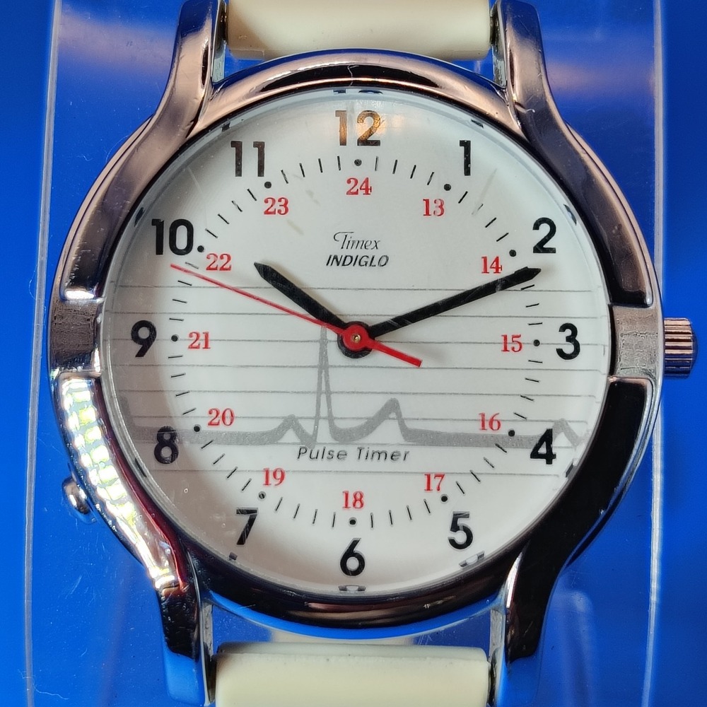 Vintage 1993 Timex Indiglo Nurse Pulse Timer 30mm Women's Quartz Watch Restored